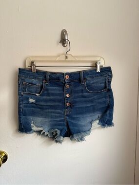 American Eagle Outfitters Dark Blue High Rise Denim Shorts